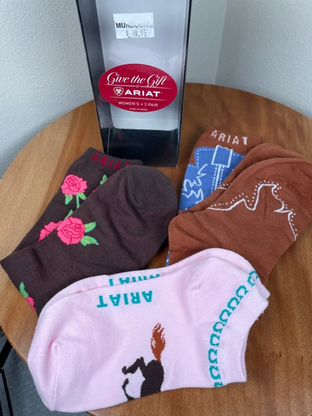 NWTs Ariat Set of 3 Knee High Crew No Show Socks Western Horse Cowgirl Size 9-11